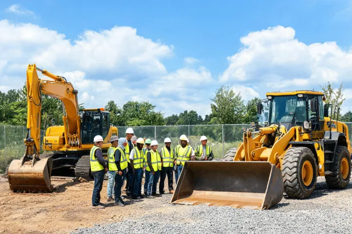 Operator training school with excavator