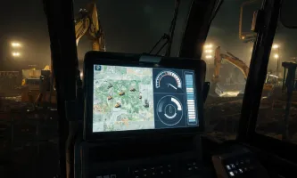 Telematics dashboard in excavator cab